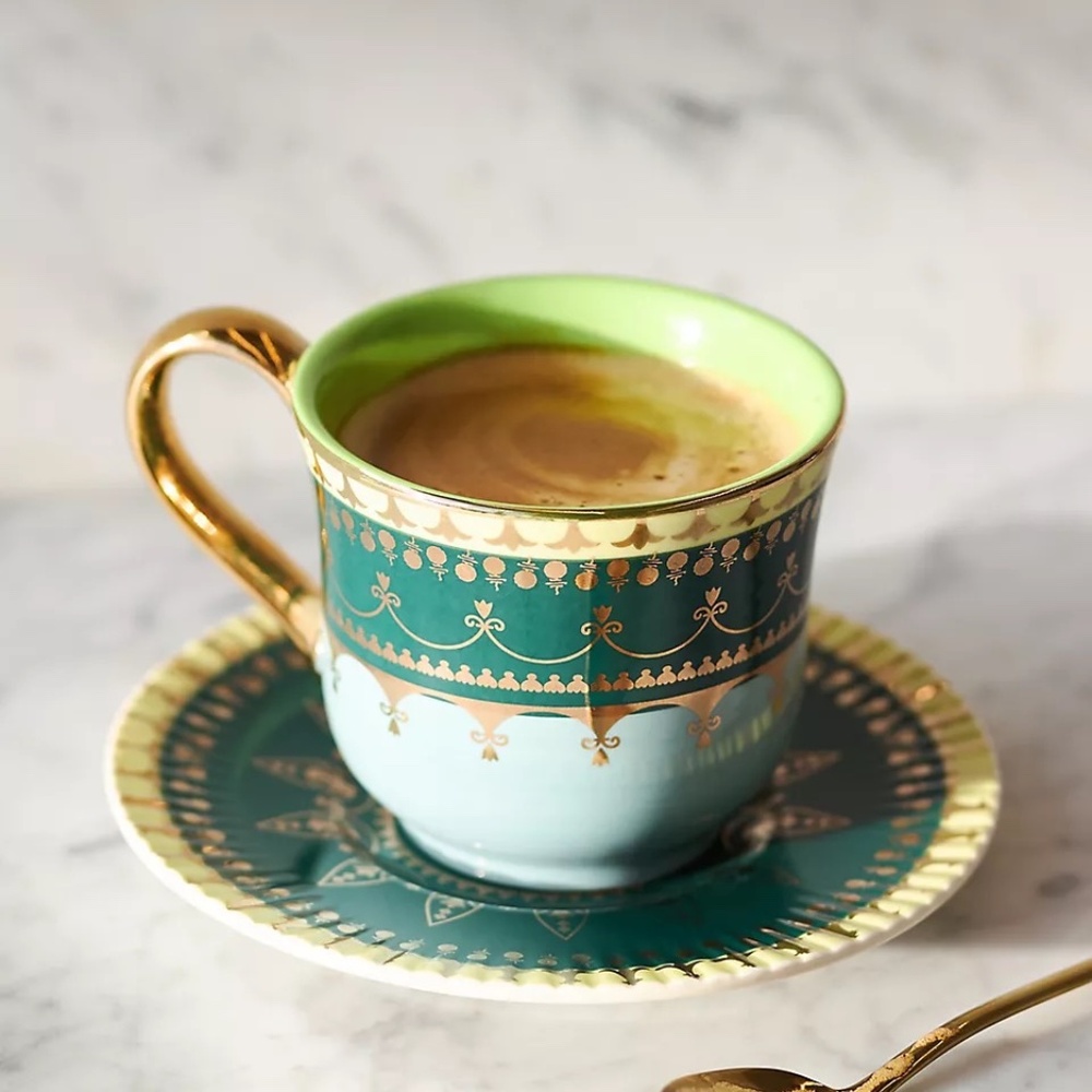 New Anthropologie The Honora Stoneware Espresso Cup & Saucer
